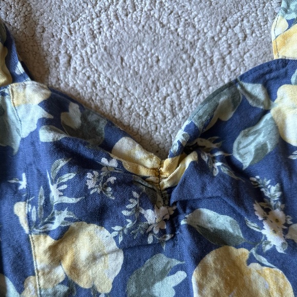 Abercrombie & Fitch Blue & Yellow Lemon Wide Strap Cinched Cami Top Size Medium - Picture 11 of 11